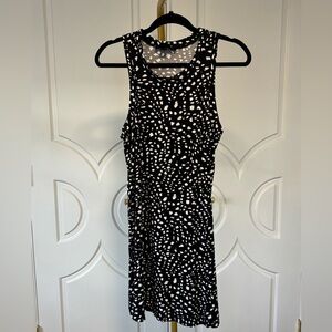 Sanctuary Polka Dot Shift Dress M Black White Sleeveless Classic Chic